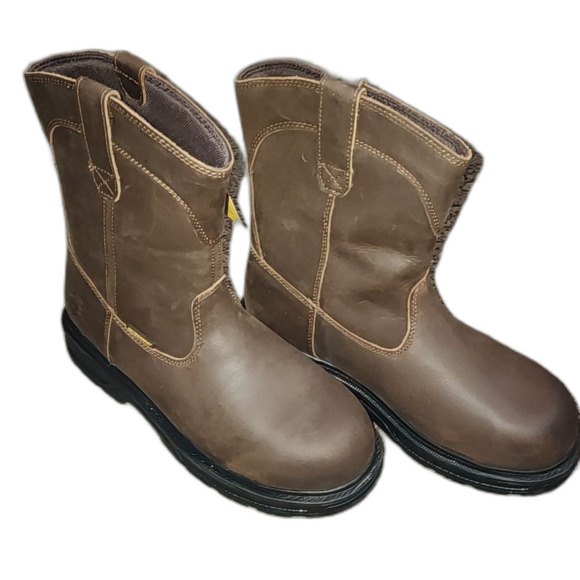 Men\'s Brown Leather Work Boots Size 10 main image 4